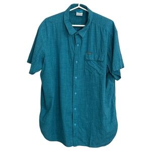 Columbia Men's Casual Button Up Blue & Black Short Sleeve Shirt Size XXL